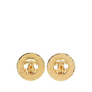 Vintage Chanel Coco Mark Round Circle Earrings, Gold Plated, Women's, CHANEL
